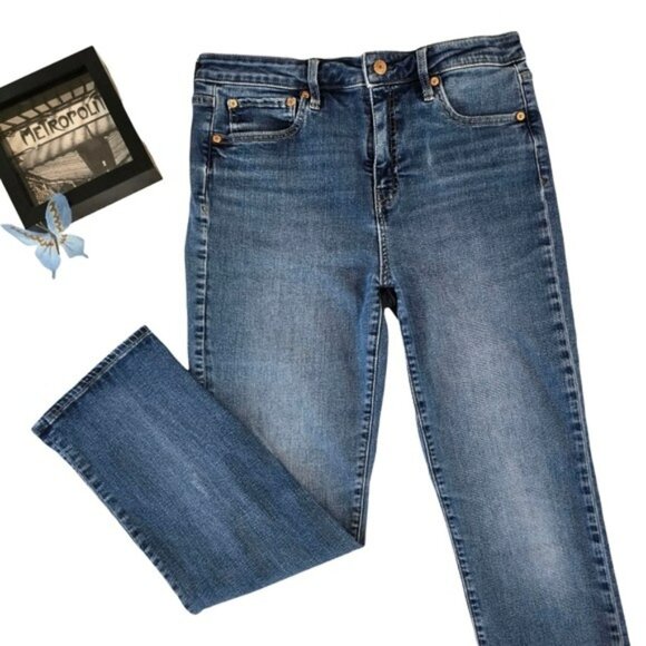 Gap Women's Classic Blue Denim Jeans Size 14 W32 Straight Leg High Rise Stretchy - Picture 1 of 13